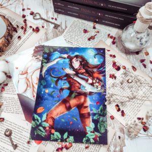 Print „Feral Moon“ von Asuka Lionera | beidseitig bedruckt | Scarlet & Ash | book illustration | A5 | Buchillustration | Book Lover Gift Art Prints Asuka Lionera 2