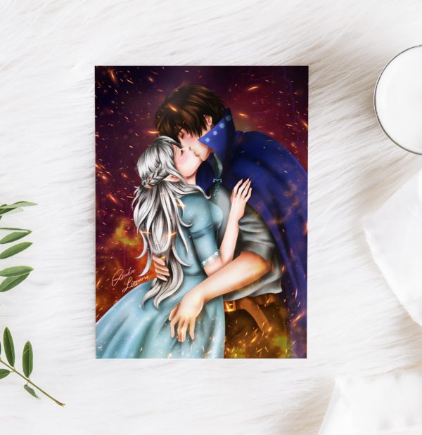 Bookish Print "Fire Love" | Asuka Lionera | Frozen Crowns | Book Merch | Book Lover Gift | Book Illustration | Book Art | Book Artprint